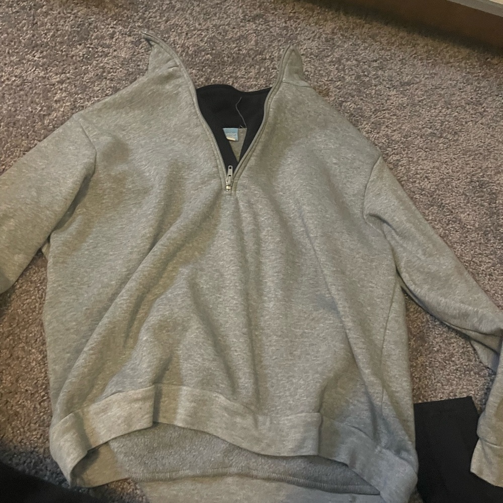 Men's Gray Half-Zip Sweater